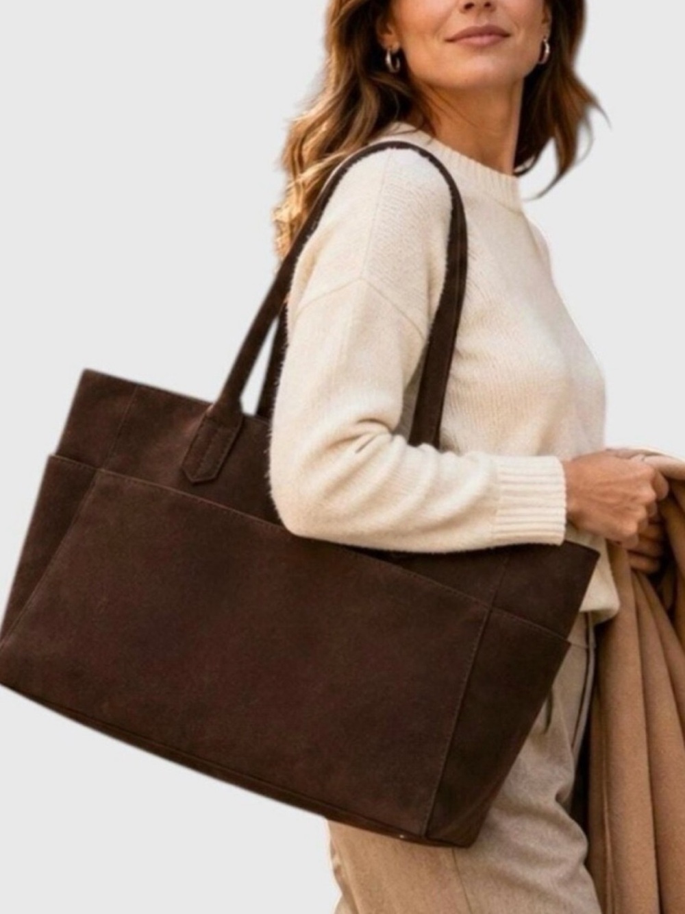 Mali & Lili Brown Faux Suede Tote